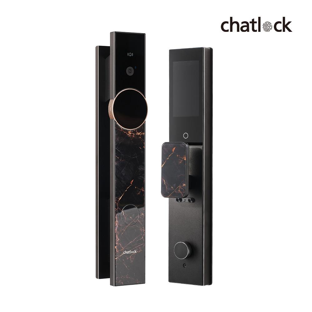 chatlock 日本製頂級電子門鎖 智慧AI-99圓形觸控螢幕 - 琉金大理石款